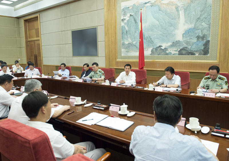 7月12日，國務委員、國家減災委主任王勇在北京主持召開國家減災委員會專題會議。新華社記者 王曄 攝