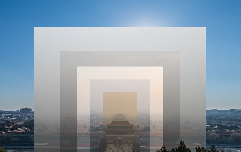 12月17日至22日（從內至外）在北京拍攝的故宮（拼版照片）。